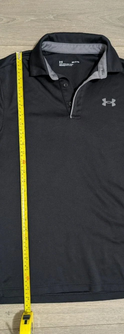 EUC•Under Armour Mens Performance Golf Tech Polo Black Loose Fit W/Subtle Logo•S